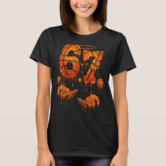 Camiseta Basquete infantil 67 seis sete meme de aniversário (Frente)