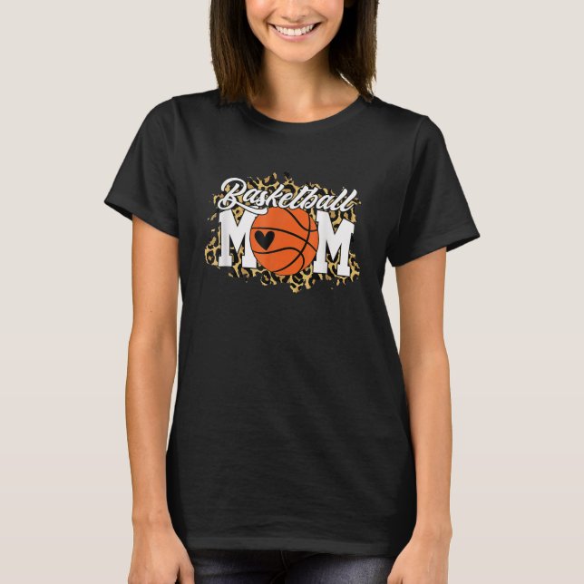 Camiseta Basquete Mãe Leopardo Funny Basquete Mãe (Frente)