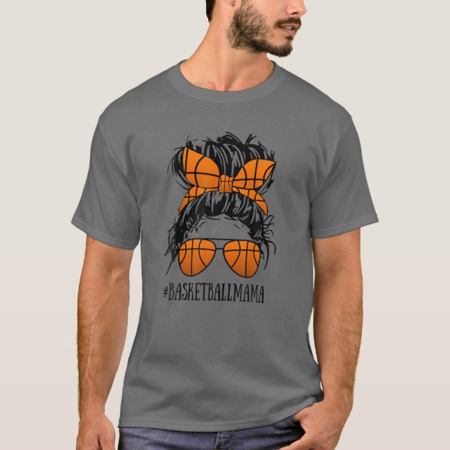 Camiseta Basquete Mam Life Messaging Bun Hair Glass (Frente)