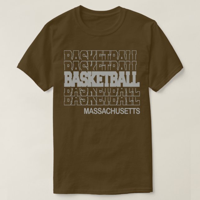 Camiseta Basquete Massachusetts em moderno stacking Letteri (Frente do Design)