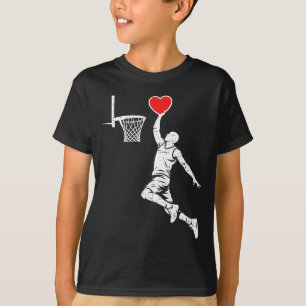 Camiseta basquete no dia dos namorados silhueta coração ent