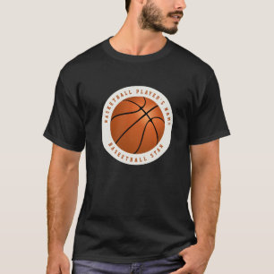 Camiseta Basquete Nome Personalizado Preto e Branco Laranja