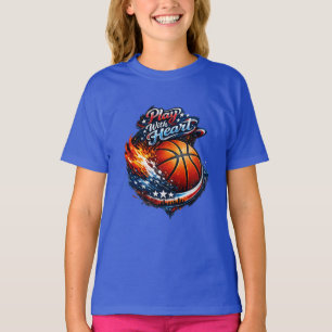 Camiseta Basquete Play With Heart Meninas Motivacionais