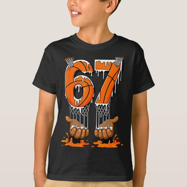 Camiseta Basquetebol 67 Seis Sete Funny Gen Alpha Meme Gote (Frente)