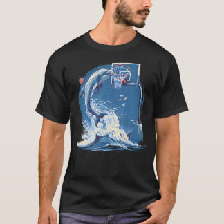 Camiseta Basquetebol Golfinhos Ondas Arte da Natureza
