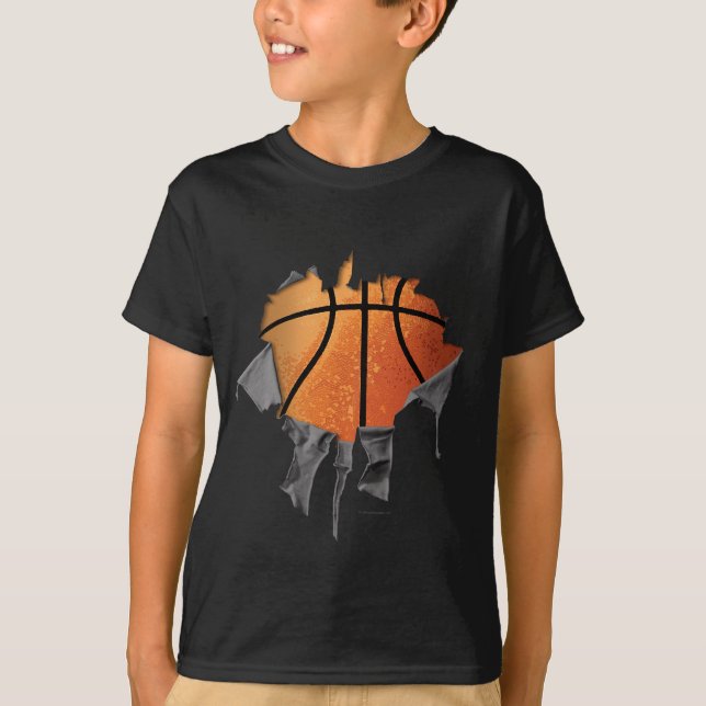 Camiseta Basquetebol rasgado (número & nome) (Frente)