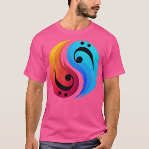 Camiseta Bass Clef Guitar Yin E Yang Retro Bhelps
