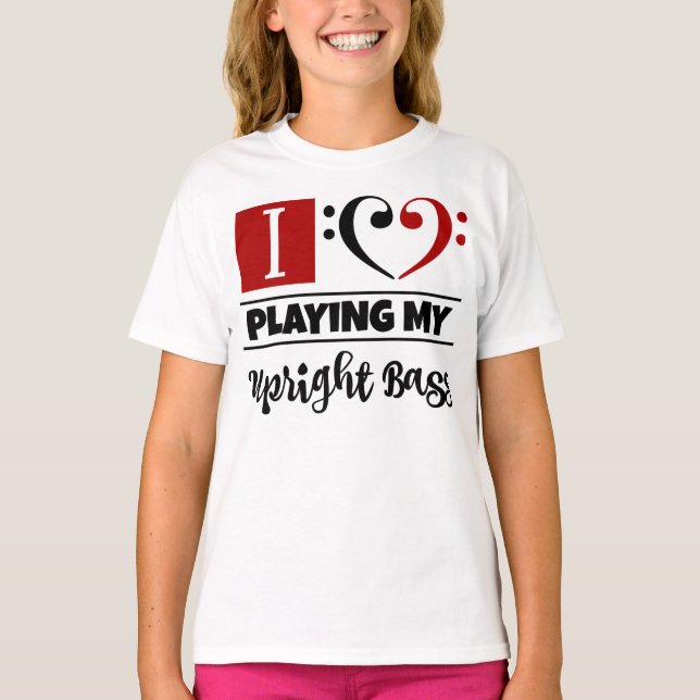 Camiseta Bass Clef Heart Eu Adoro Tocar Meu Bass Na Verdade (Frente)