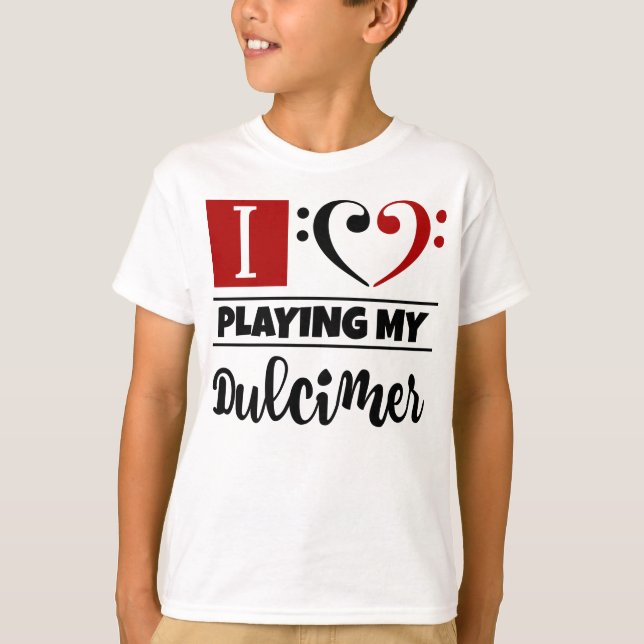 Camiseta Bass Clef Heart Eu Adoro Tocar Meu Dulcimer (Frente)
