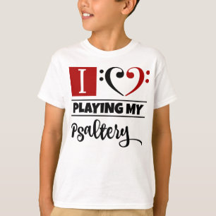 Camiseta Bass Clef Heart Eu Adoro Tocar Meu Psaltery