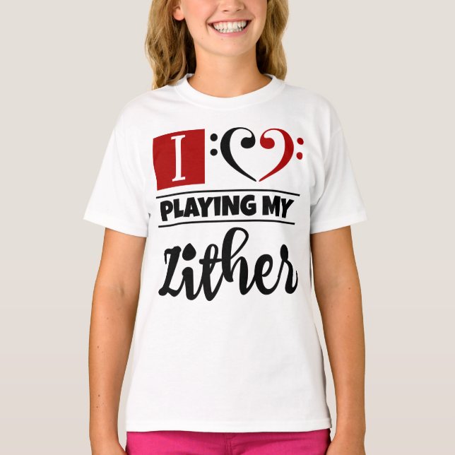 Camiseta Bass Clef Heart Eu Adoro Tocar Meu Zor (Frente)