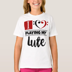 Camiseta Bass Clef Heart Eu Adoro Tocar Minha Luta