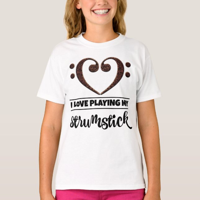 Camiseta Bass Clef Heart Eu Adoro Tocar Minha Pulseira (Frente)