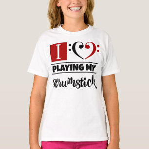 Camiseta Bass Clef Heart Eu Adoro Tocar Minha Pulseira