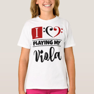 Camiseta Bass Clef Heart Eu Adoro Tocar Minha Viola