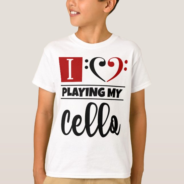 Camiseta Bass Clef Heart I Love Tocando Meu Cello (Frente)