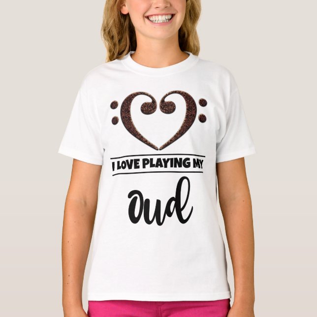 Camiseta Bass Clef Heart Love Tocando Oud (Frente)