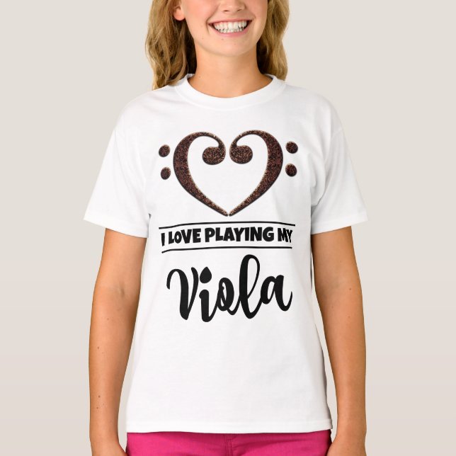 Camiseta Bass Clef Heart Love Tocando Viola (Frente)