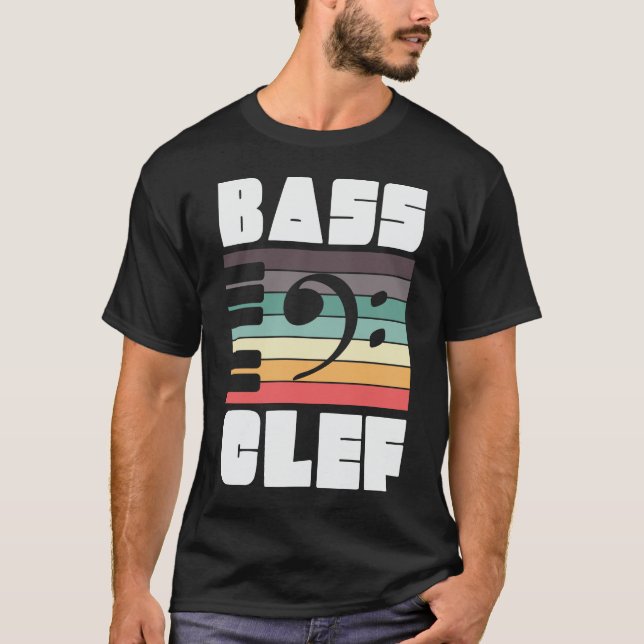 Camiseta Bass Clef Music Notes Digital Art (Frente)