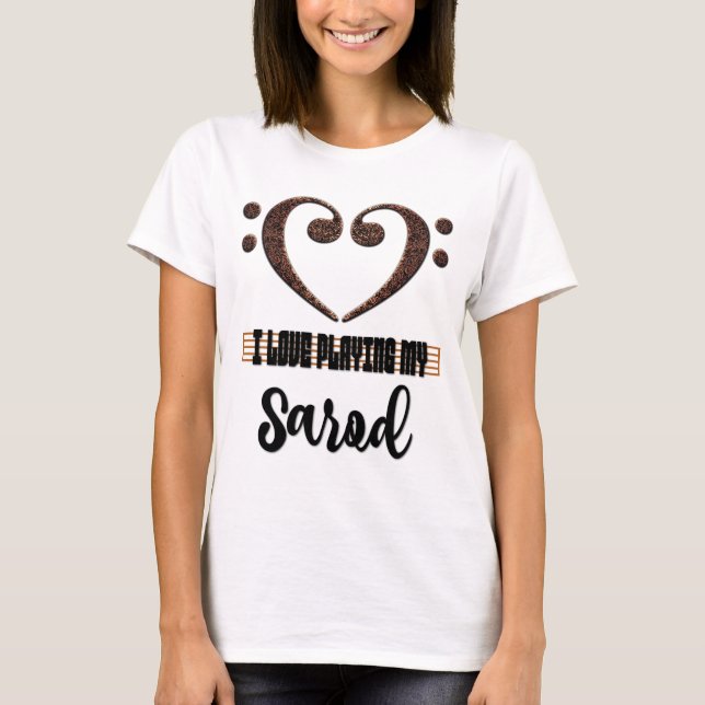 Camiseta Bass Clef Musical Heart I Love Playing My Sarod (Frente)