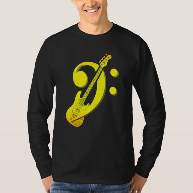 Camiseta Bass Clef Musical Instrumento Bhelp Rock Music Ba (Frente)