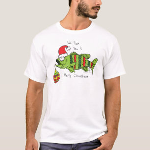 Camiseta Bass de Natal Engraçado Pesca Peixe Cartografia Bo