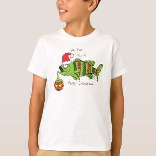 Camiseta Bass de Natal Engraçado Pesca Peixe Cartografia Bo