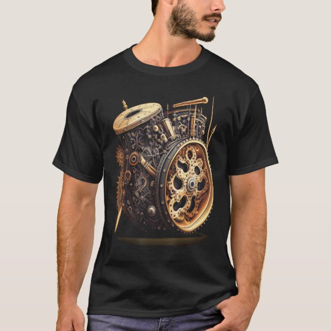 Camiseta Bass drum  music instrument Graphic steampunk (Frente)
