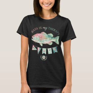 Camiseta Bass é Minha Terapia Menina Pescaria Rosa Azul EUA