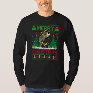 Camiseta Bass Fish Árvore de Natal Papai Noel Feio Bass Fi