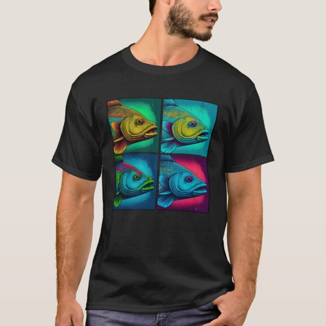 Camiseta Bass Fish Pop Illustration Colorful Animal Women   (Frente)