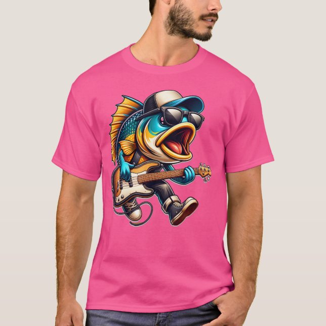 Camiseta Bass Fish Tocando Violão (Frente)