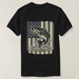Camiseta Bass fishing patriótico bandeira EUA
