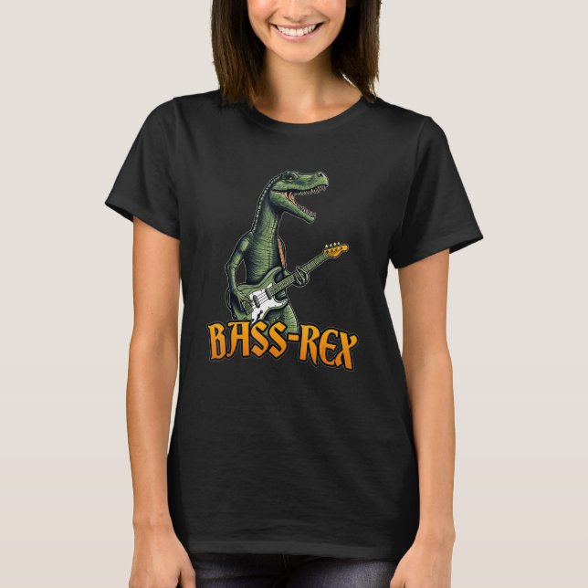 Camiseta Bass Guitar Dinosaur Rex Bassist  Graphic (Frente)