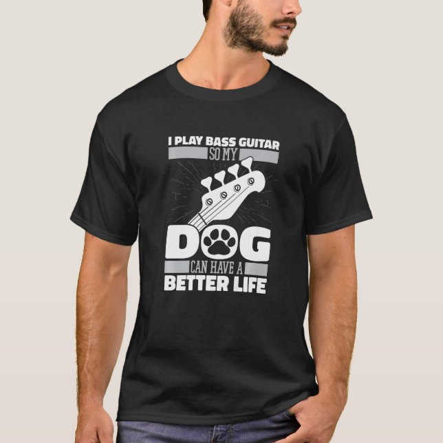 Camiseta Bass Guitar Dog Guitarista Musico Bassista (Frente)