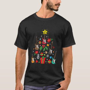 Camiseta Bass Guitar Enfeites de natal Árvore Engraçado P