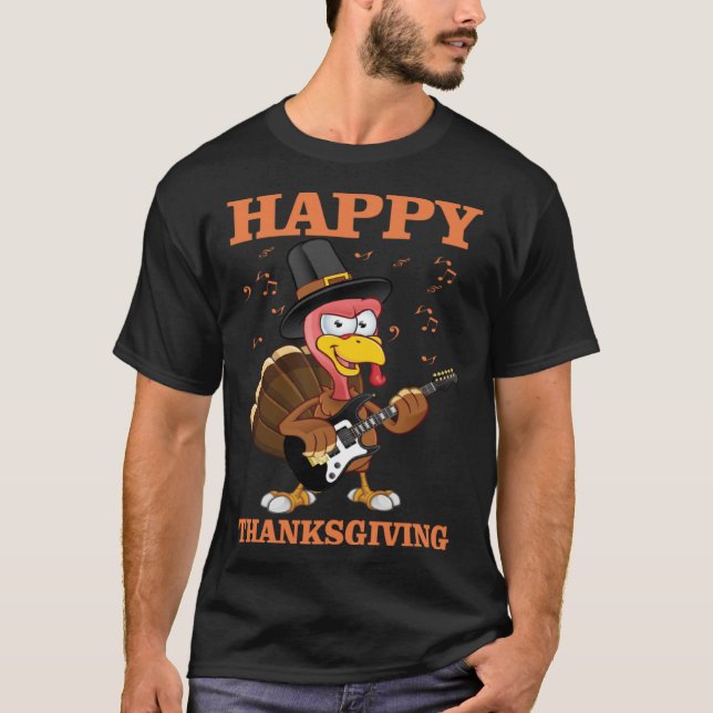 Camiseta Bass guitar guitarist Turkey thanksgiving (Frente)