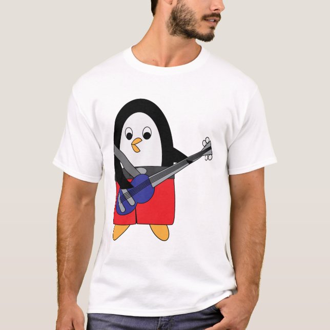 Camiseta Bass Guitar Jogando Pinguim (Frente)