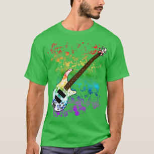 Camiseta Bass Guitar Rainbow Colors Bassista Musical