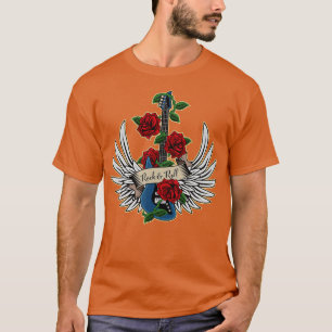Camiseta Bass Guitar Wings Rosa Rock and Roll Vintage Musi