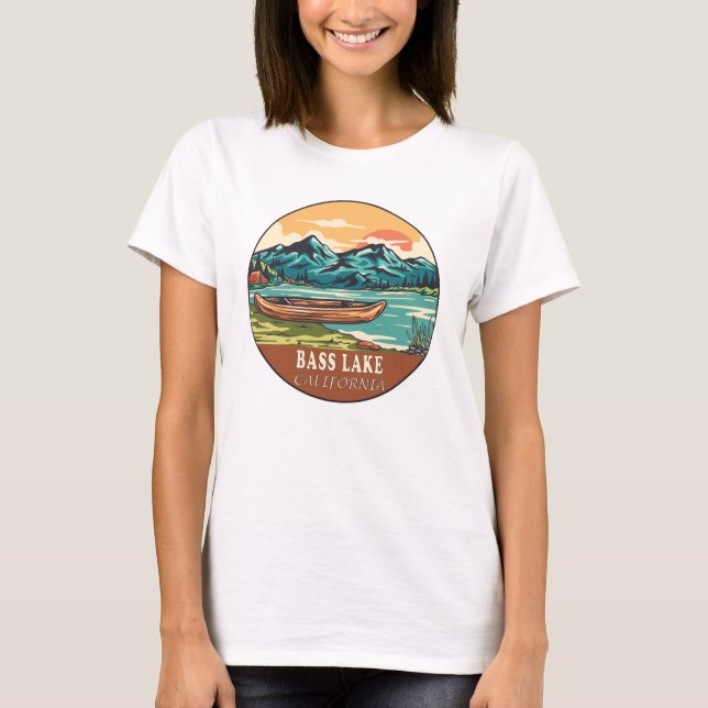 Camiseta Bass Lake California Barco Fish Emblem (Frente)