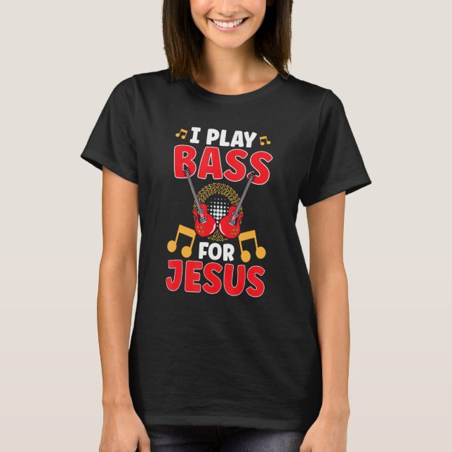 Camiseta Bass Player Jesus Guitar Pick Jesus Guitar Player (Frente)