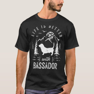 Camiseta Bassador Vida Melhor Mãe Pai Cachorro