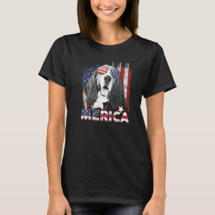 Camiseta Basset Hound 4 de julho American Flag Merica D