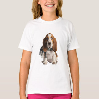 Camiseta Basset Hound Adorável em Xadrez para Crianças