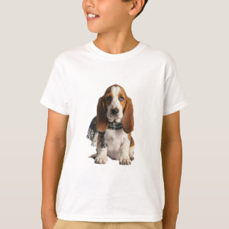 Camiseta Basset Hound Adorável em Xadrez para Crianças