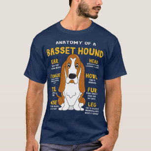 Camiseta Basset Hound Anatomy Engraçado Cachorro Mãe Pai 