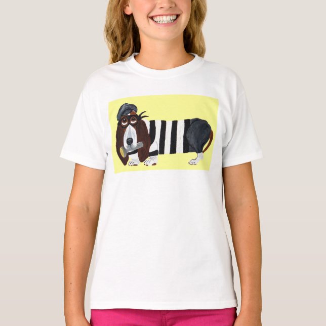 Camiseta Basset Hound Burglar (Frente)
