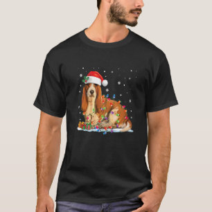 Camiseta Basset Hound Christmas Lights Pajama Xmas Dogs San