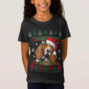 Camiseta Basset Hound Christmas Papais noeis Ufly Sweater D